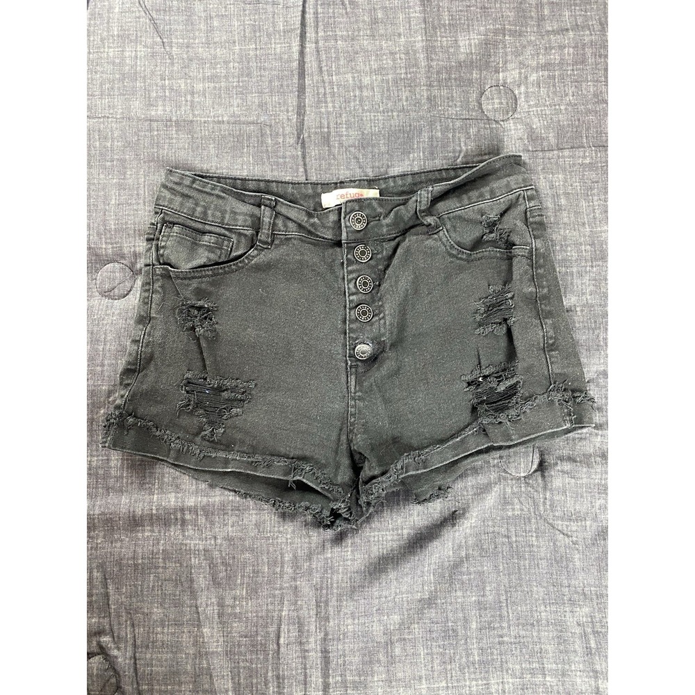 Refuge Women's Black Grunge Distressed Witchy Shorts Size 8‎